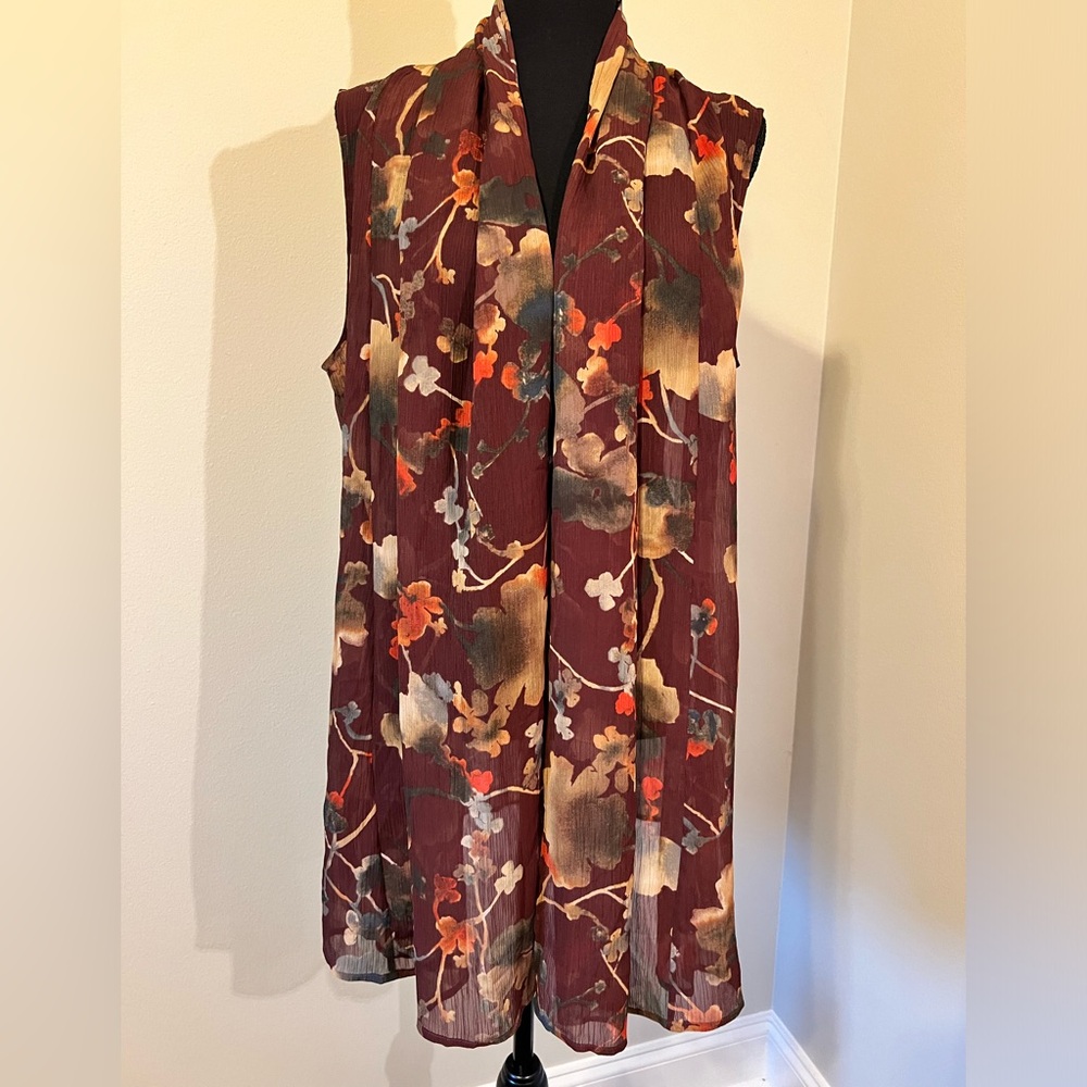 Coldwater Creek Sleeveless Lightweight Open Front Long Duster Cardigan V…
